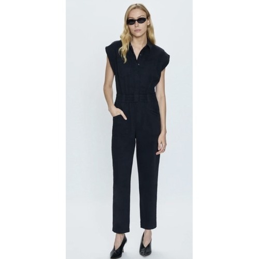 Pistola Grover Short Sleeve Utility Jumpsuit Black Size S Elastic Waist Pocket
